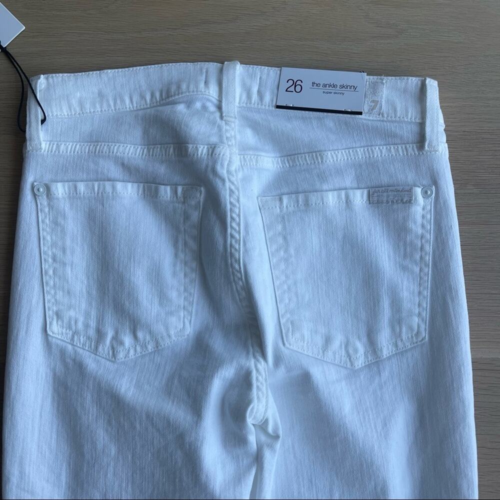 7 For All Mankind Women's White Braided Stretch Ankle Skinny Jeans Size … - Picture 8 of 9